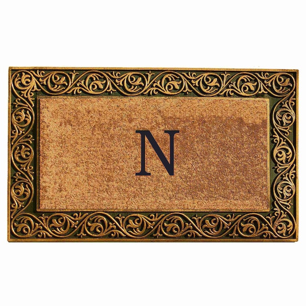 Calloway Mills Monogram Door Mat, Gold, Black, Natural, 18 in W x 30 in L 10001GOLDN - main